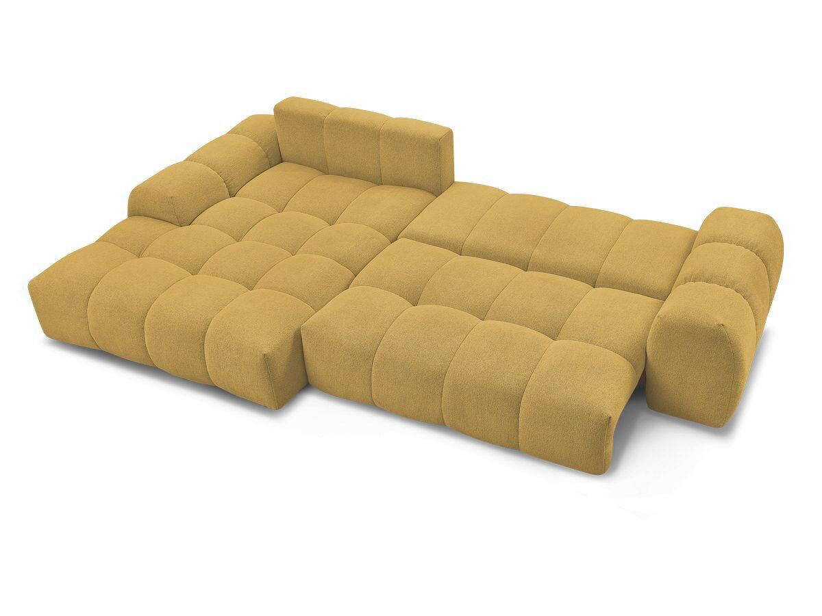 ECKSCHLAFSOFA EVEREST  mit Rücken echt, Armteil links, Armteil rechts Flachgewebe Gelb  - Gelb/Schwarz, MODERN, Kunststoff/Textil (180/318cm) - Livetastic