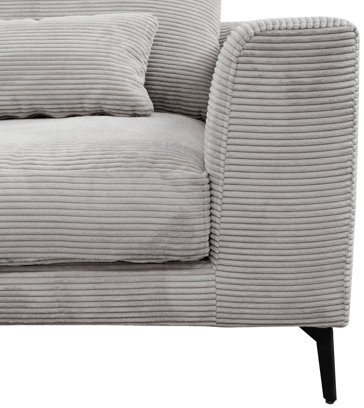 ECKSOFA in Cord Hellgrau  - Hellgrau/Schwarz, Design, Textil/Metall (172/313cm) - Livetastic