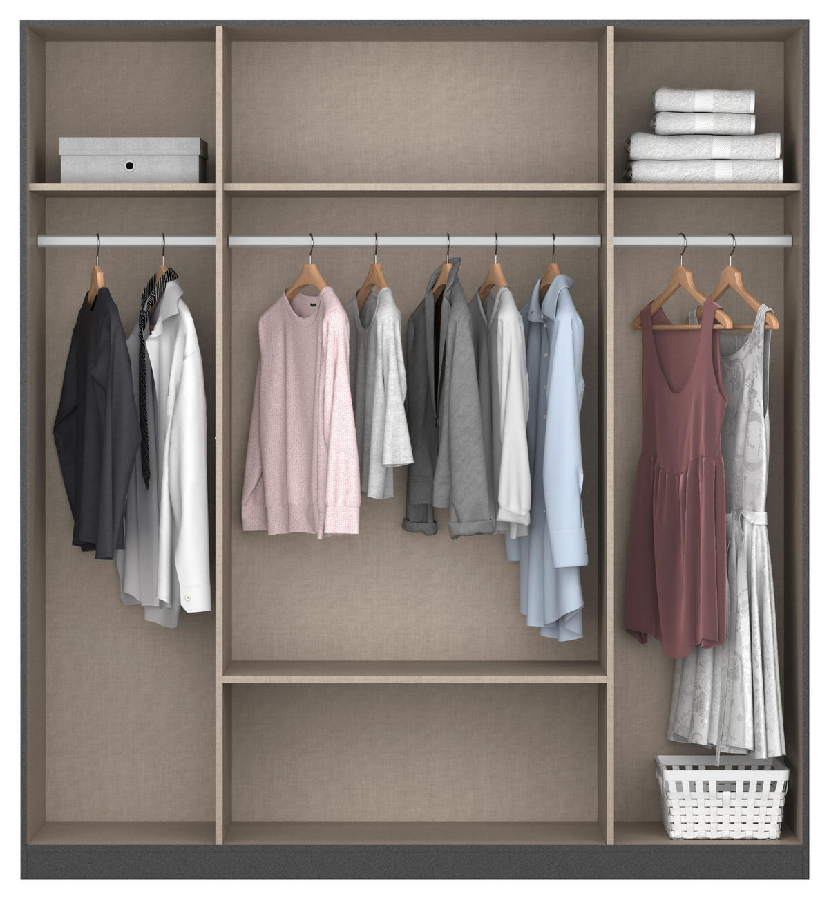 DREHTÜRENSCHRANK 181/197/54 cm,  in Grau, Eiche Artisan, 4-türig  - Eiche Artisan/Grau, MODERN, Holzwerkstoff/Kunststoff (181/197/54cm) - Rauch Möbel