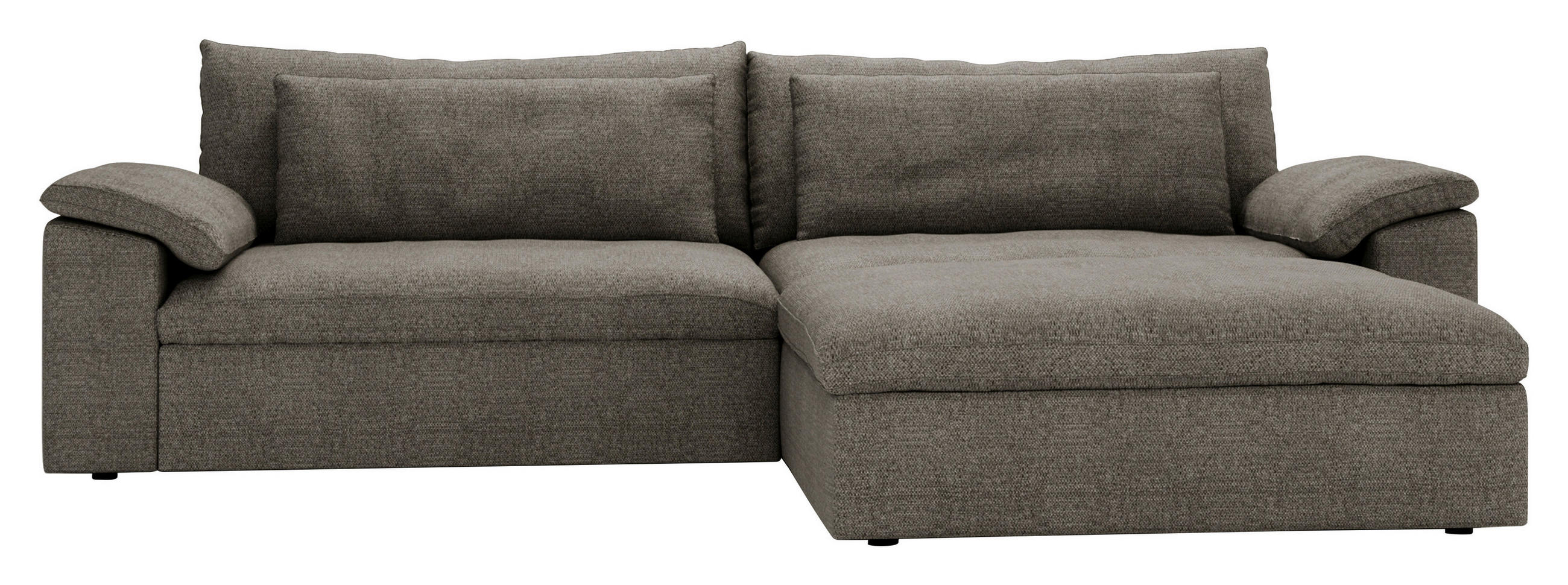 ECKSOFA Webstoff Graubraun  - Graubraun/Schwarz, Modern, Kunststoff/Textil (306/198cm) - Carryhome