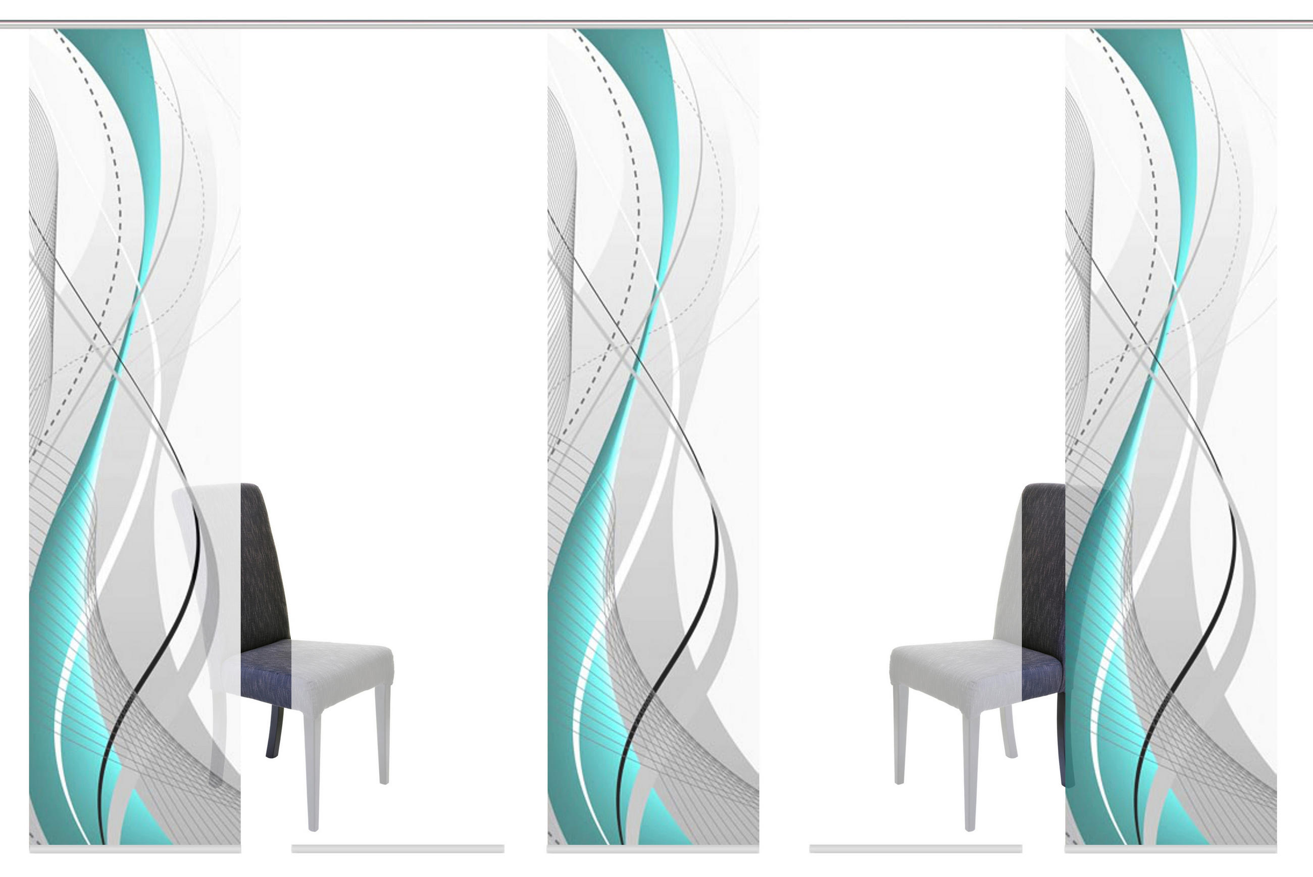 PANELOVÝ ZÁVĚS, 5x60/245 cm - petrolej, Design, textil (5x60/245cm)