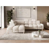 ECKSOFA BUN in Bouclé Beige  - Elfenbein/Beige, Design, Holz/Textil (209/276cm) - MID.YOU