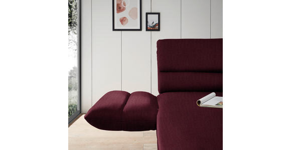 ECKSOFA Weinrot Flachgewebe  - Weinrot/Schwarz, Design, Textil/Metall (176-217/279-327cm) - Dieter Knoll
