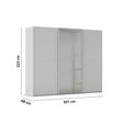 SCHWEBETÜRENSCHRANK 301/223/68 cm 3-türig Grau  - Grau, KONVENTIONELL, Glas/Holzwerkstoff (301/223/68cm) - Novel