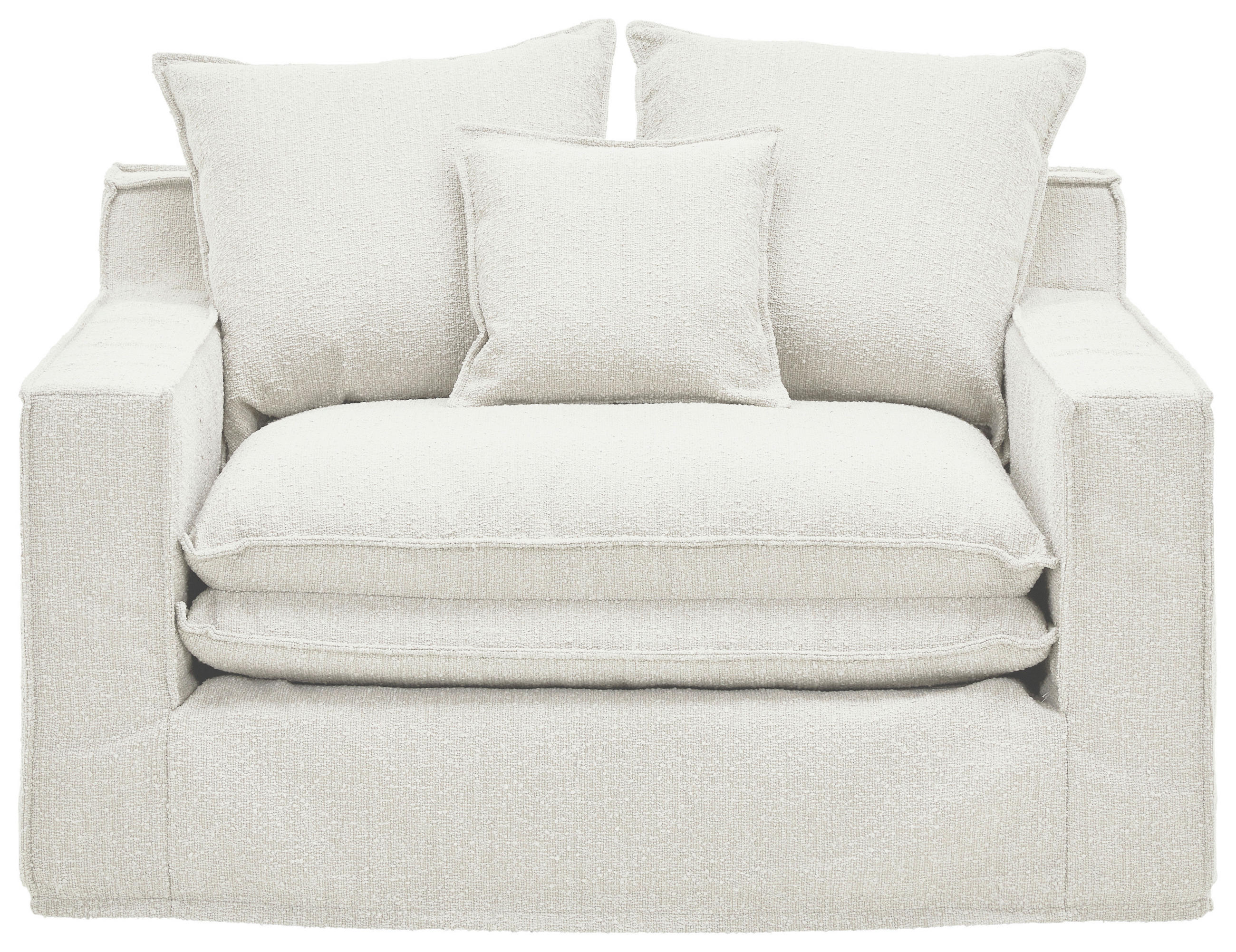 HUSSEN-SESSEL in Bouclé Weiß  - Schwarz/Weiß, Trend, Kunststoff/Textil (129/92/105cm) - Livetastic