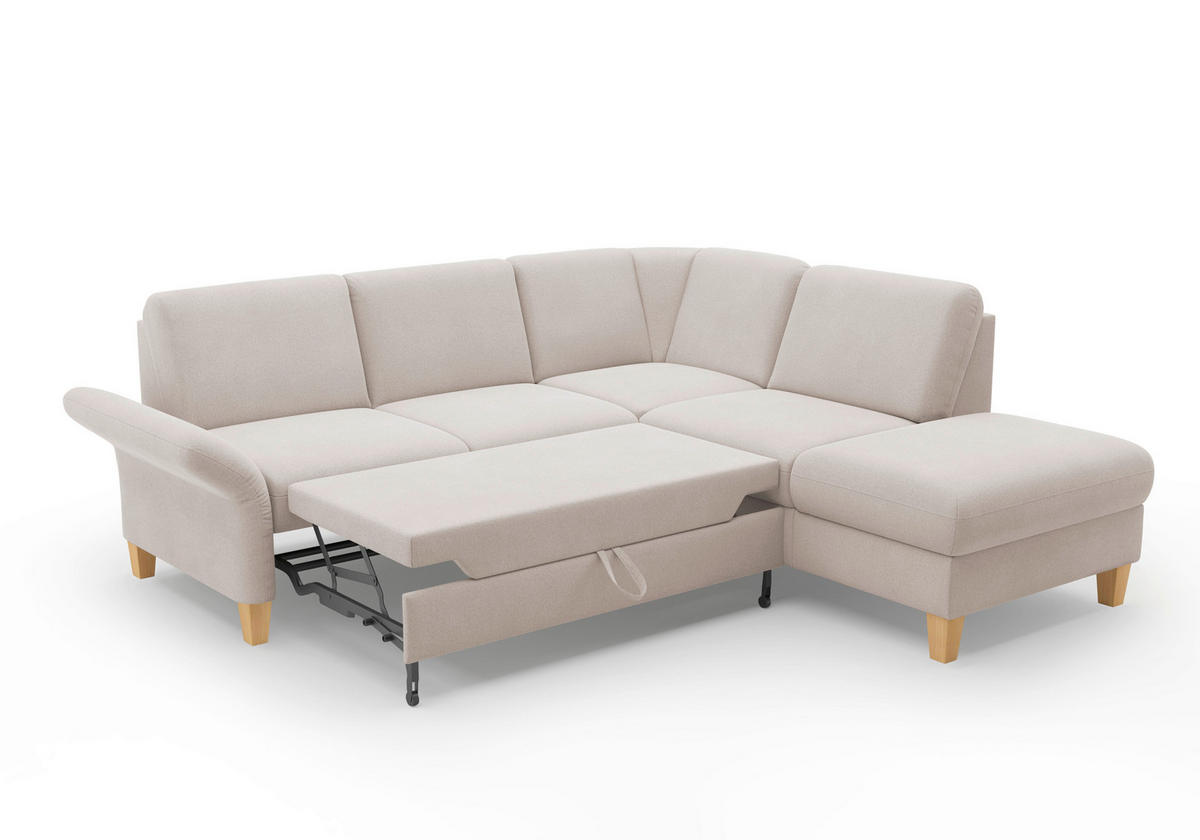 ECKSOFA ROCHELLE E Greige Flachgewebe  - Greige/Eichefarben, KONVENTIONELL, Holz/Textil (240/216cm) - Sit & More
