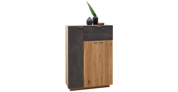 HIGHBOARD 96/135,5/38 cm - Eichefarben/Alufarben, KONVENTIONELL, Holz/Holzwerkstoff (96/135,5/38cm) - Voleo