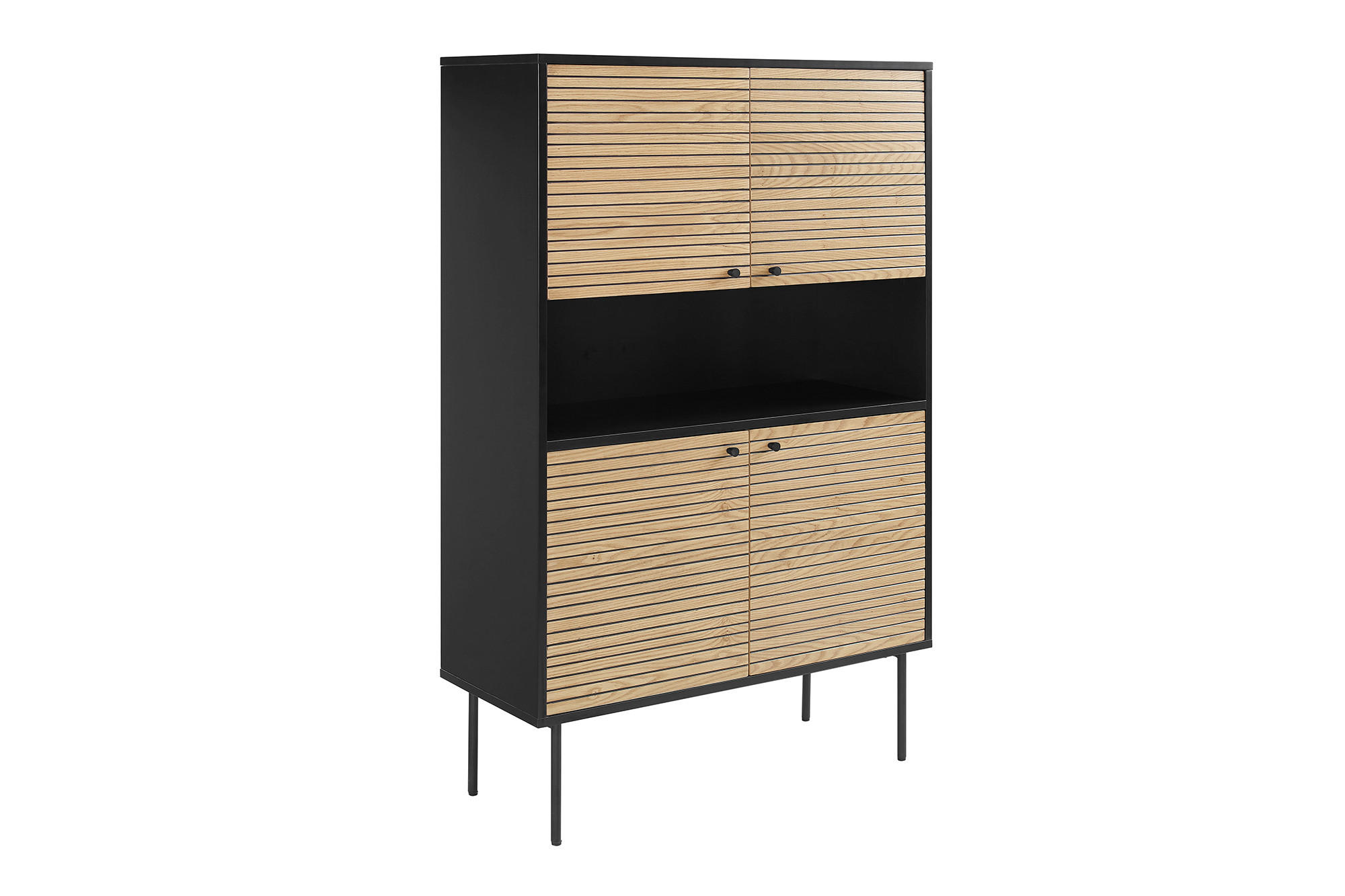 Highboard Schwarz, Eichefarben B: 100cm