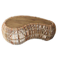 COUCHTISCH Rattan, Teakholz massiv 120/80/45 cm Freiform Naturfarben  - Naturfarben, Design, Holz (120/80/45cm) - MID.YOU