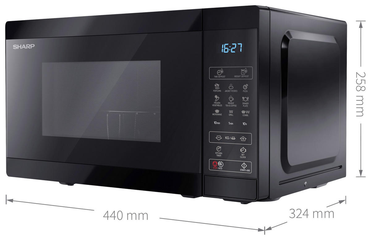 MIKROWELLE YC-MG02E-B  - Schwarz, Basics, Glas/Kunststoff (44/25.8/35.9cm) - Sharp