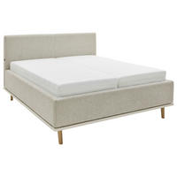 POLSTERBETT 180/200 cm,  in Beige, gepolstertes Kopfteil, Bettkasten, Lattenroste, Matratzen, H2 + H3 = mittel + fest  - Eichefarben/Birkefarben, Design, Holz/Textil (180/200cm) - Musterring