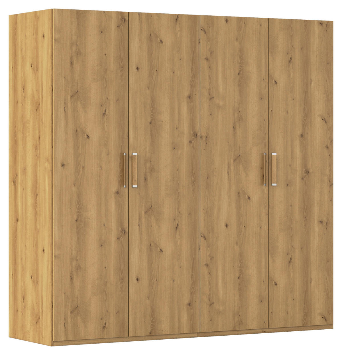 DREHTÜRENSCHRANK 201/197/60 cm 4-türig Eichefarben  - Eichefarben/Silberfarben, Design, Holzwerkstoff/Kunststoff (201/197/60cm) - Novel