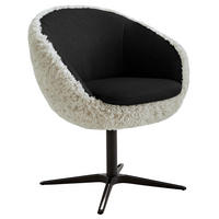 ARMLEHNSTUHL  Beinauswahl, Lederauswahl, Stoffauswahl, Sitzfläche 360° drehbar Hochflor Kombination Echtleder/Stoff  - Anthrazit/Beige, Design, Leder/Textil (65/81/61cm) - Koinor