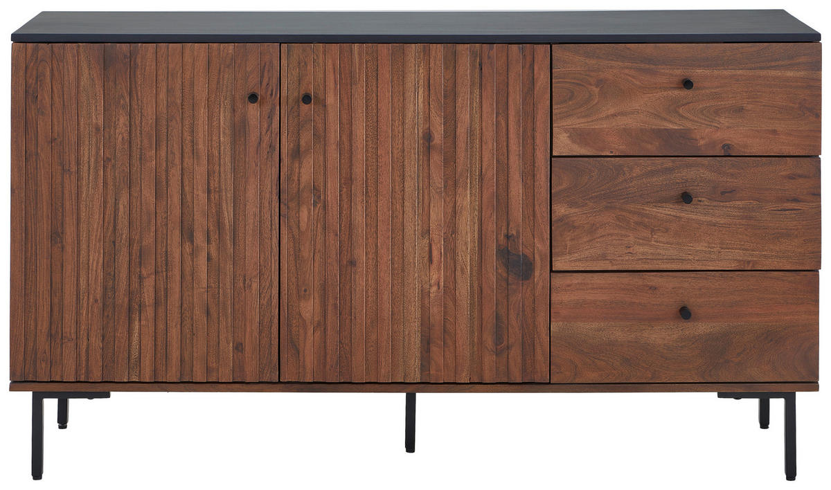 SIDEBOARD  in 155/85/40 cm  - Walnussfarben/Schwarz, LIFESTYLE, Holz/Holzwerkstoff (155/85/40cm) - MID.YOU