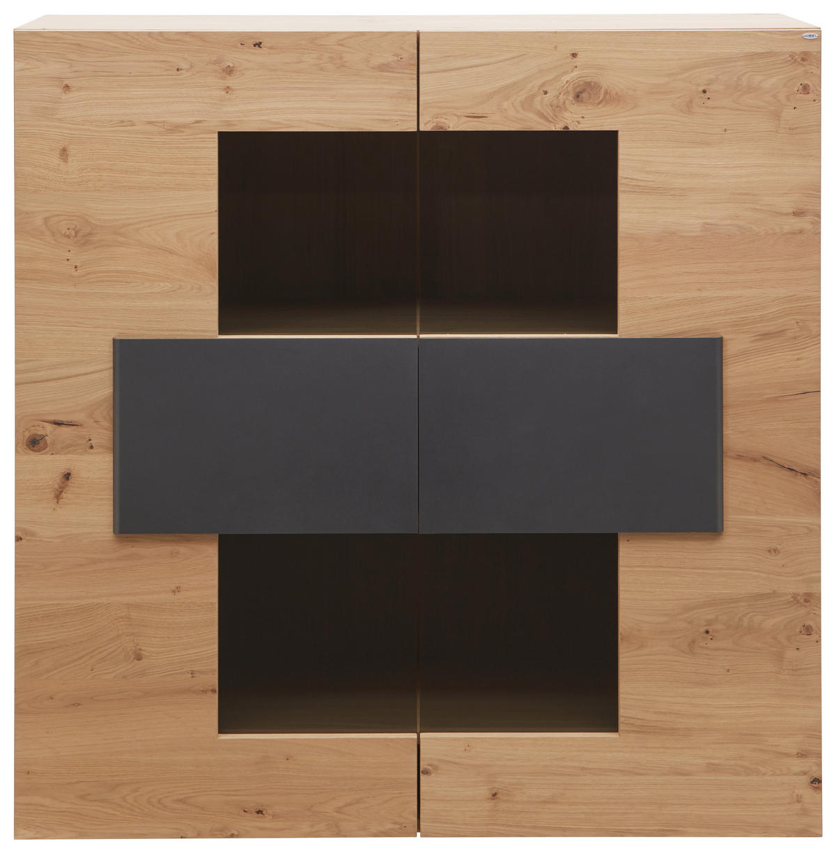 HIGHBOARD  in 128,2/131,2/43,5 cm  - Eichefarben/Anthrazit, Natur, Glas/Holz (128,2/131,2/43,5cm) - Voglauer