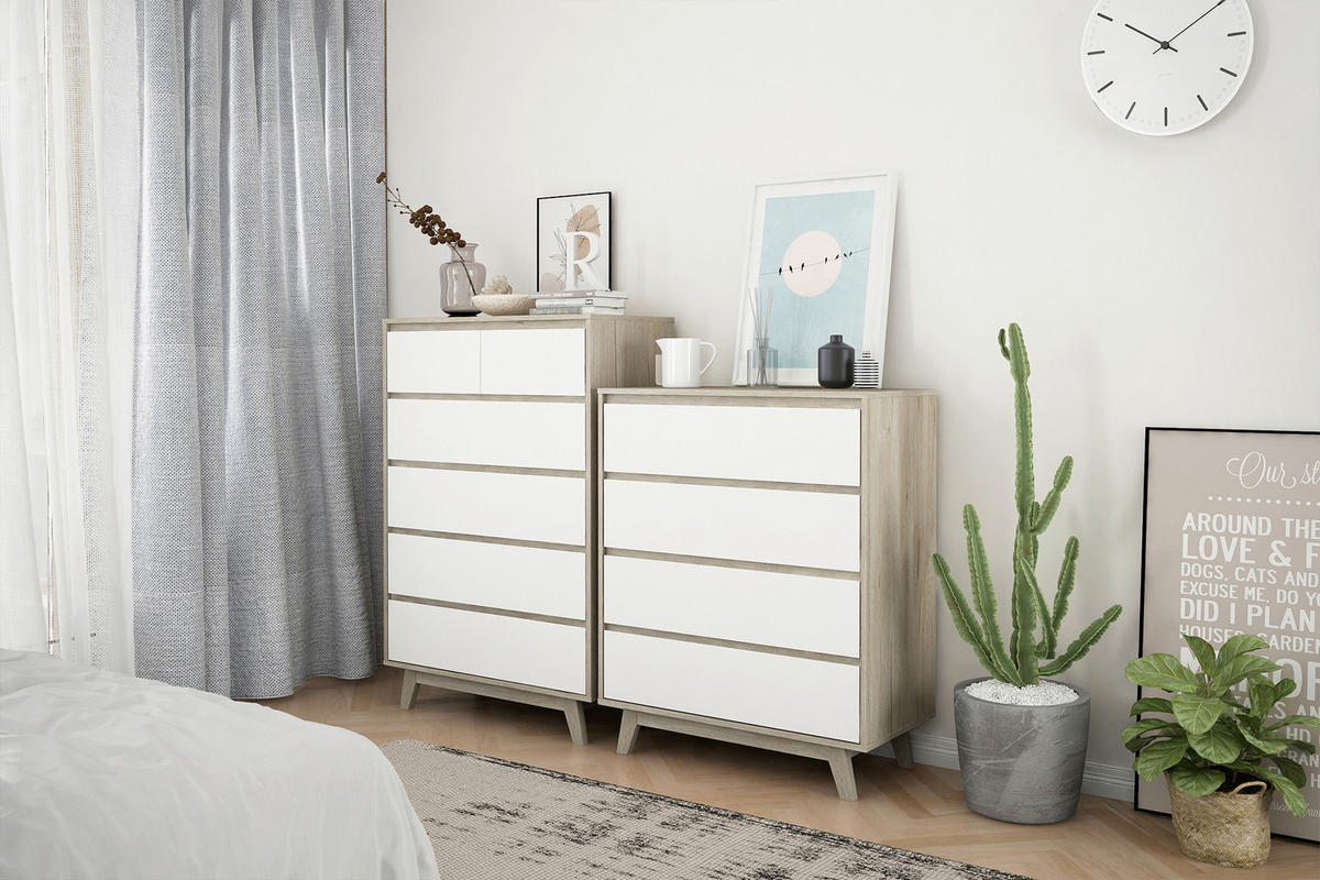 KOMMODE  in 80/118/40 cm  - Weiß/Naturfarben, Design, Holzwerkstoff (80/118/40cm) - Livetastic