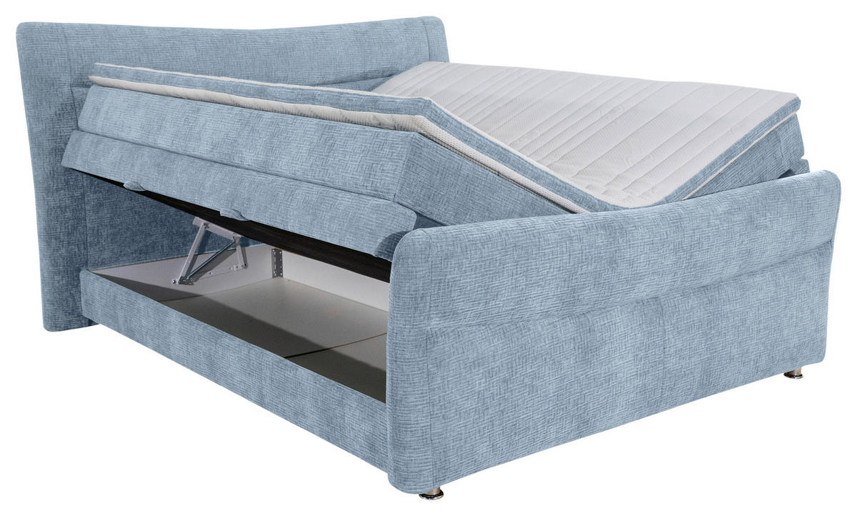 BOXSPRINGBETT 180/200 cm  in Hellblau  - Chromfarben/Hellblau, Konventionell, Textil/Metall (180/200cm) - Esposa
