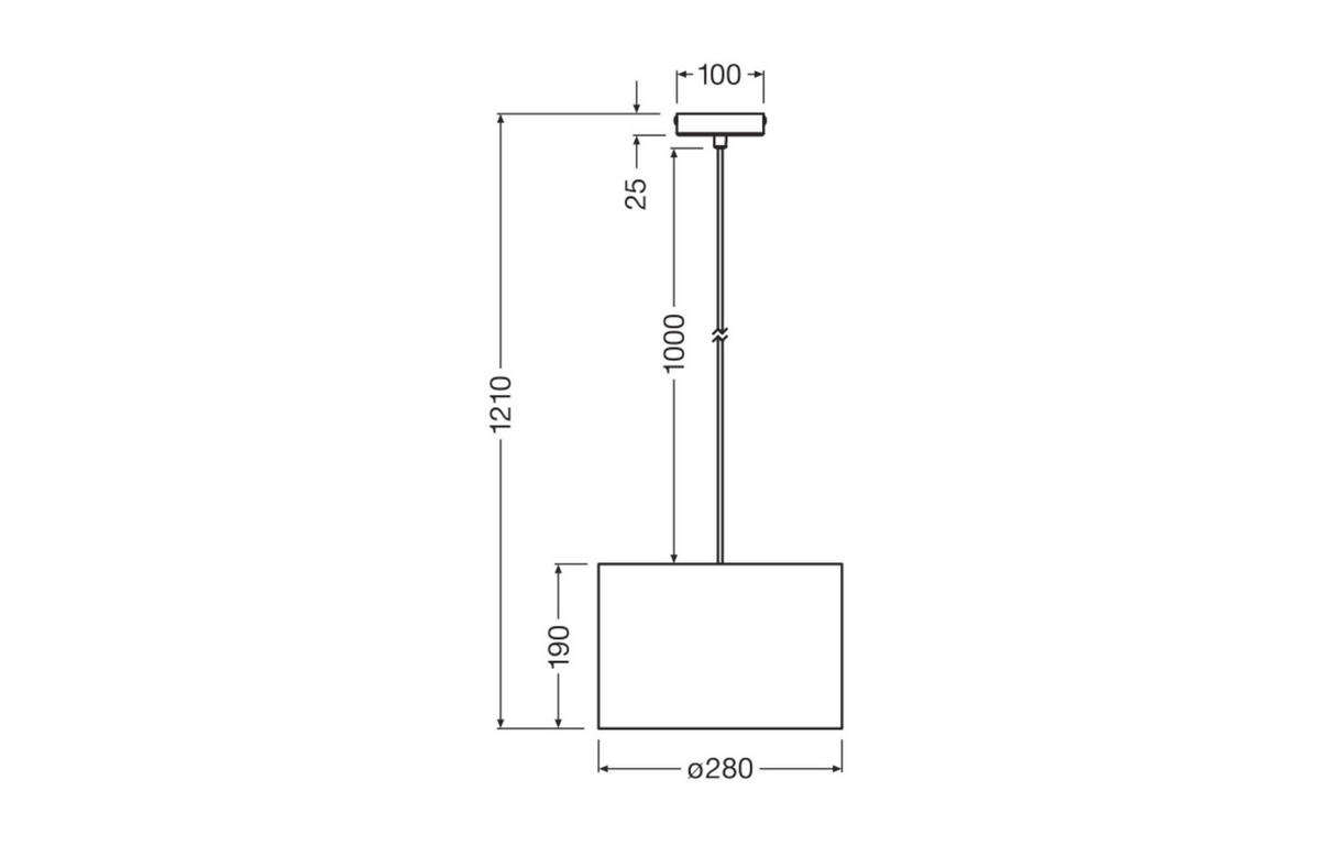 HÄNGELEUCHTE 28/121 cm  - Dunkelgrau, Basics, Naturmaterialien/Metall (28/121cm) - Osram