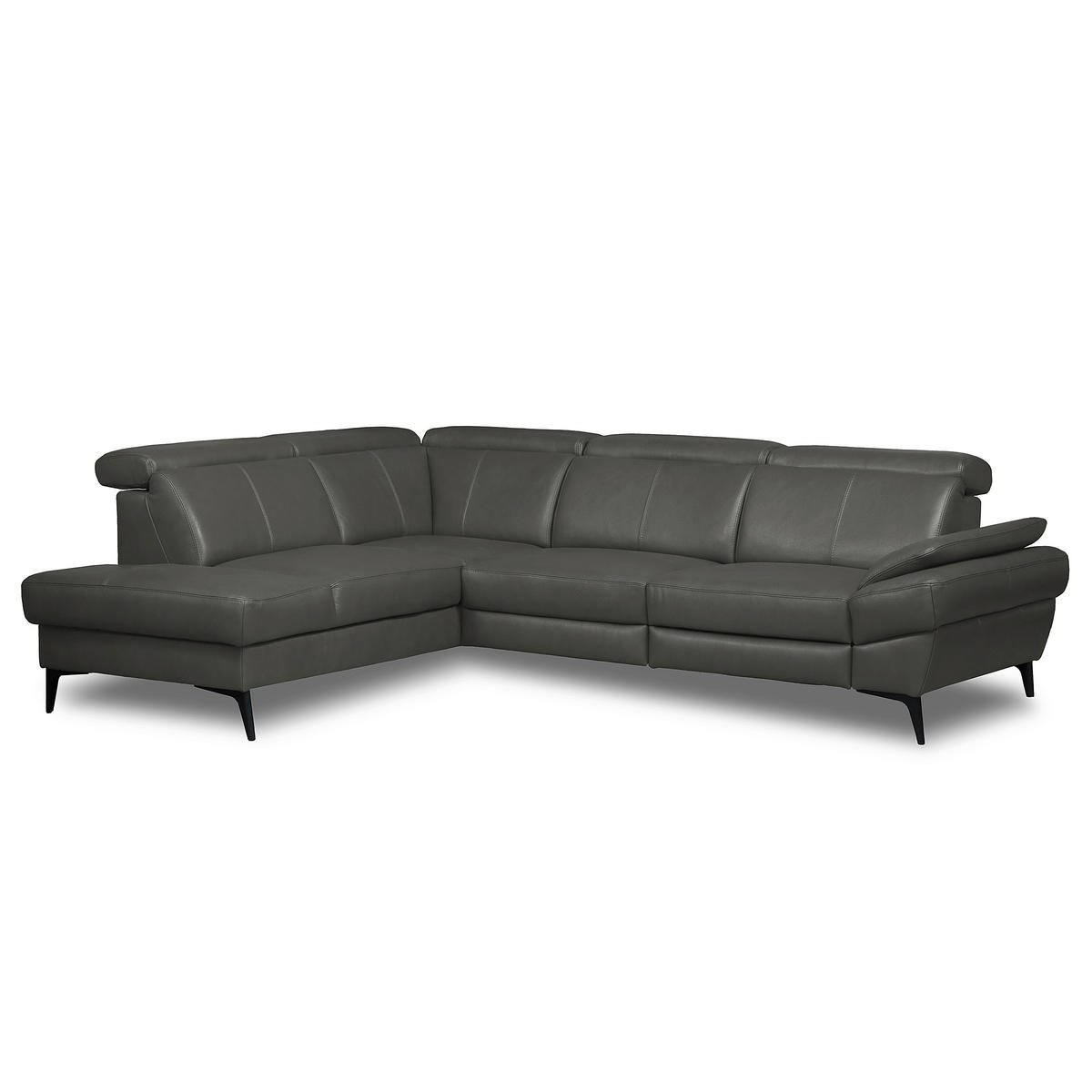 ECKSOFA  in Lederlook Echtleder Anthrazit  211/264 cm  - Anthrazit/Schwarz, Design, Leder/Textil (211/264cm) - Livetastic