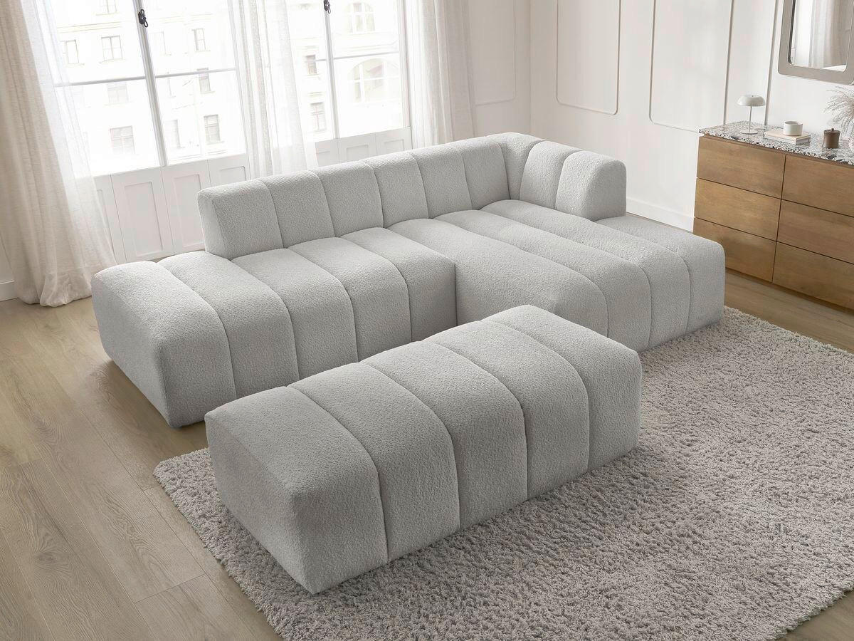 ECKSOFA  ANNECY Hellgrau Bouclé  - Hellgrau/Schwarz, MODERN, Kunststoff/Textil (262/170cm)
