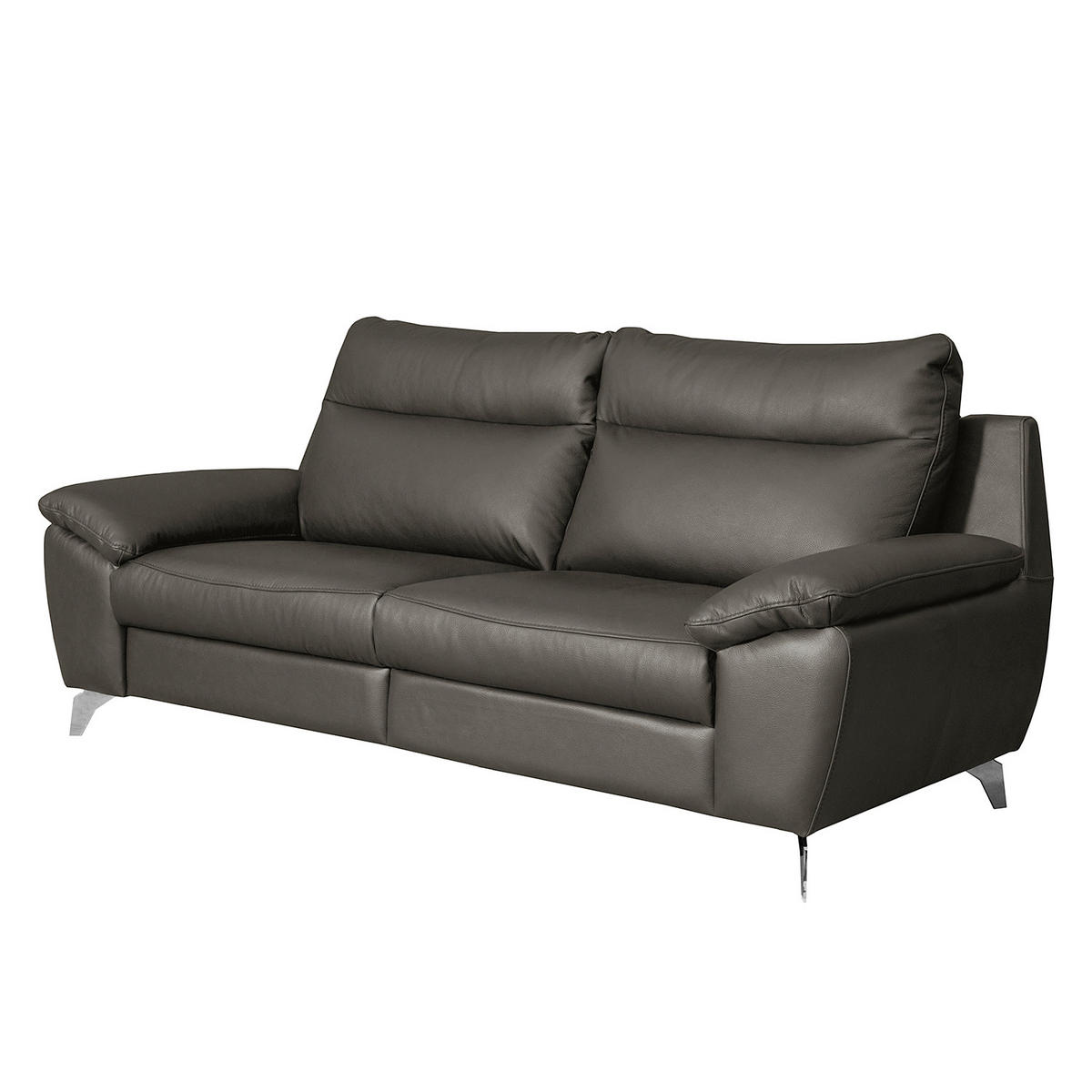 2,5-SITZER 216/95/96 cm PERLE in Echtleder Anthrazit   - Chromfarben/Anthrazit, Design, Leder/Metall (216/95/96cm) - Livetastic