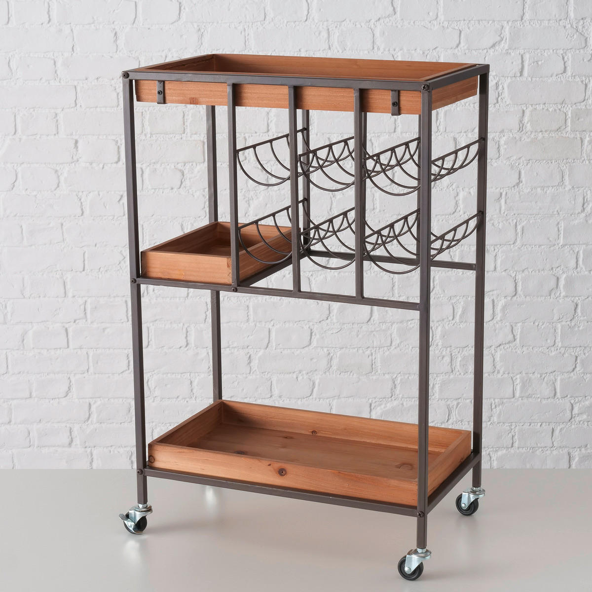 SERVIERWAGEN in Schwarz, Naturfarben  - Schwarz/Naturfarben, Basics, Holzwerkstoff/Metall (500/30/78cm) - Ambia Home
