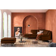 ECKSOFA Cognac Echtleder  - Chromfarben/Cognac, Design, Leder/Metall (224/252cm) - Novel