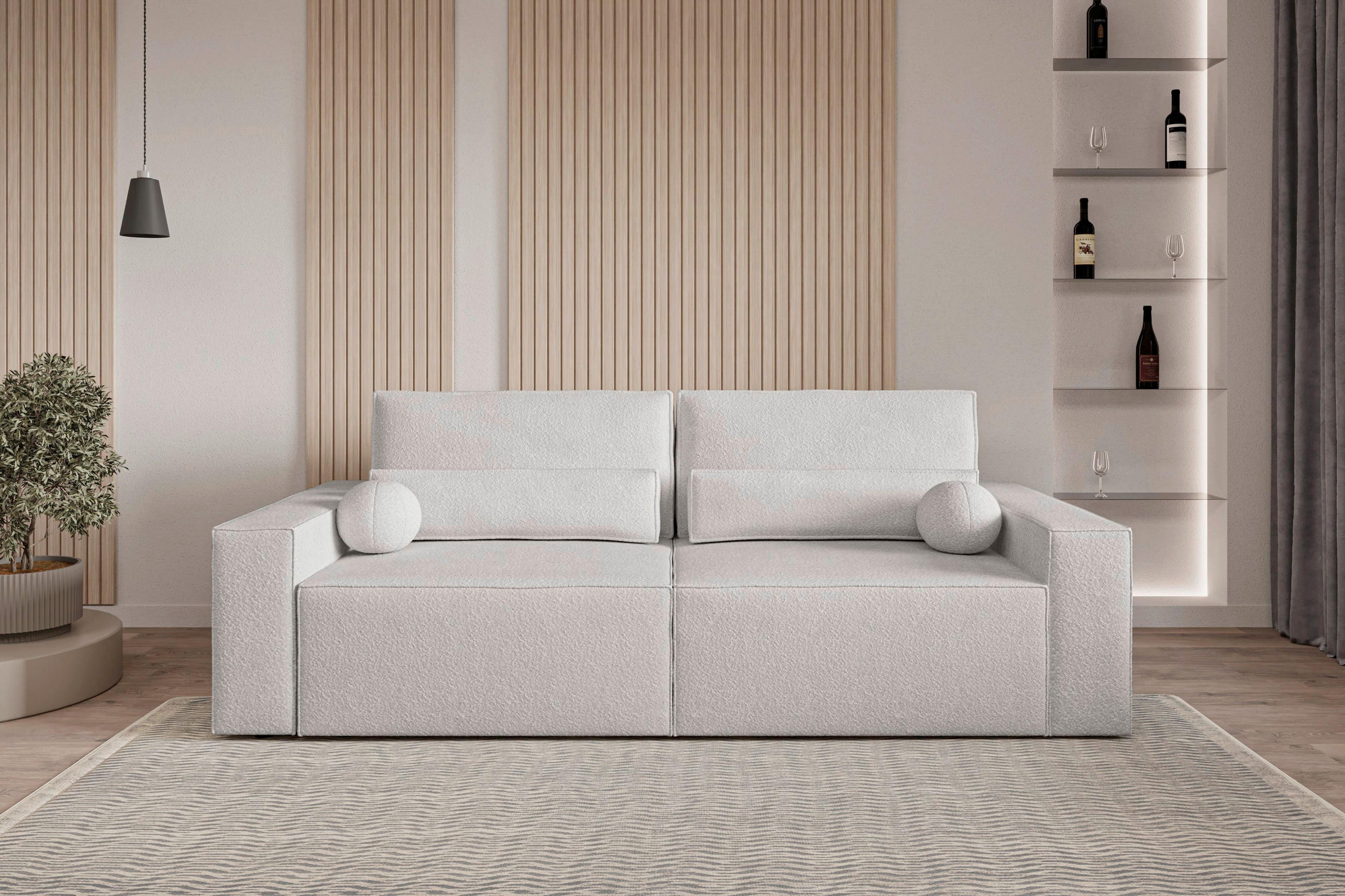 SCHLAFSOFA BRAZIL SOFA in Bouclé Hellgrau  - Silberfarben/Hellgrau, Design, Textil (248/92/110cm) - MID.YOU