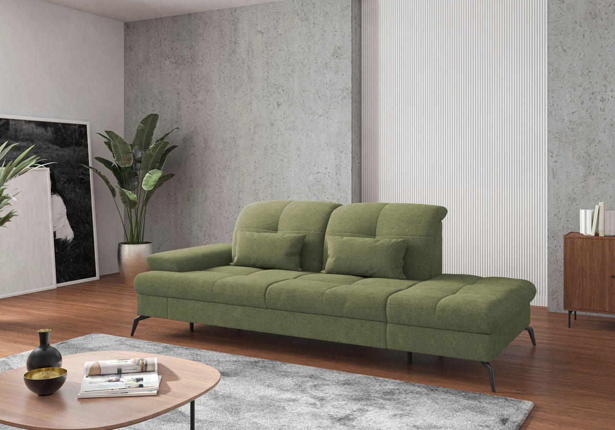 RÉCAMIERE Hellgrün Flachgewebe  - Schwarz/Hellgrün, KONVENTIONELL, Textil/Metall (231/90/122cm) - Sit & More