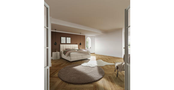 BOXSPRINGBETT 180/200 cm,  in Creme, H2 + H3 = mittel + fest  - Creme, KONVENTIONELL, Kunststoff/Textil (180/200cm) - Voleo