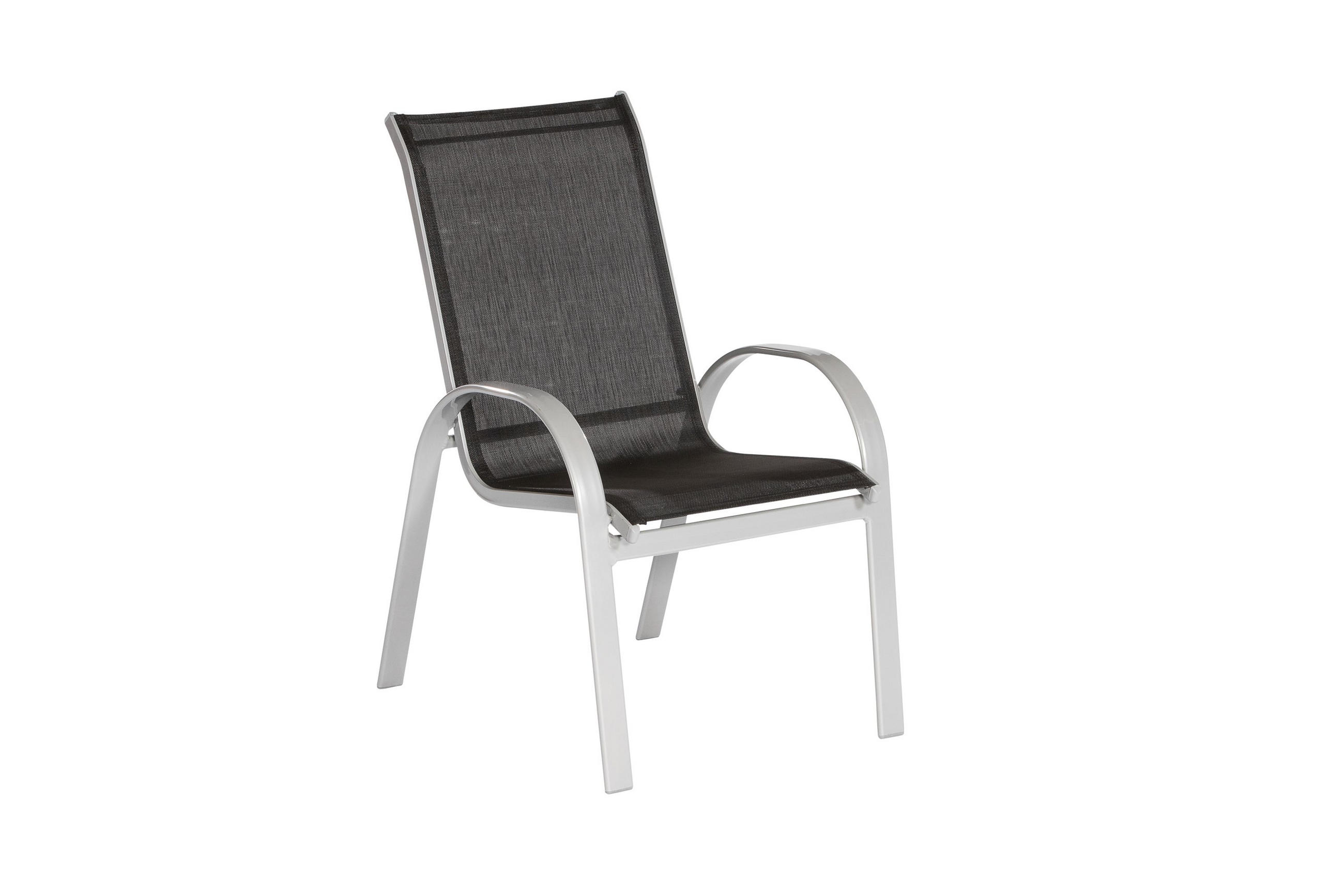 GARTENSTUHL Aluminium Schwarz, Silberfarben  - Silberfarben/Schwarz, ROMANTIK / LANDHAUS, Textil/Metall (56/97/76cm) - Gardenson
