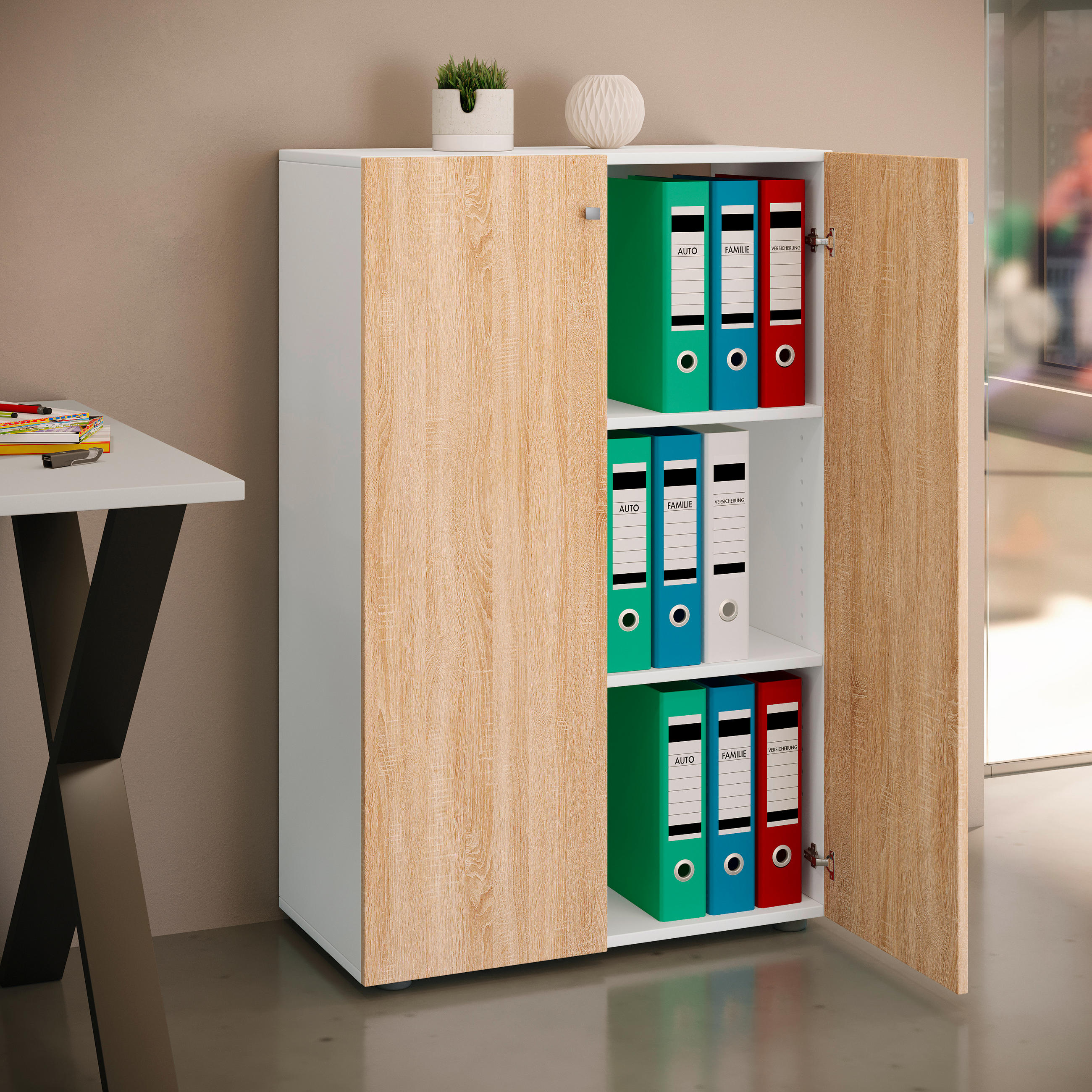 AKTENSCHRANK 70/110/39 cm  - Weiss/Sonoma Eiche, Design, Holzwerkstoff (70/110/39cm) - MID.YOU
