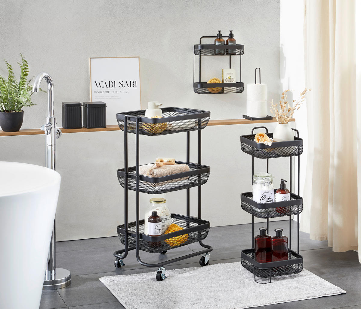 Küchenwagen Schwarz  - Schwarz, Basics, Kunststoff/Metall (45,5/77,5/31,5cm) - Homeware Profession.