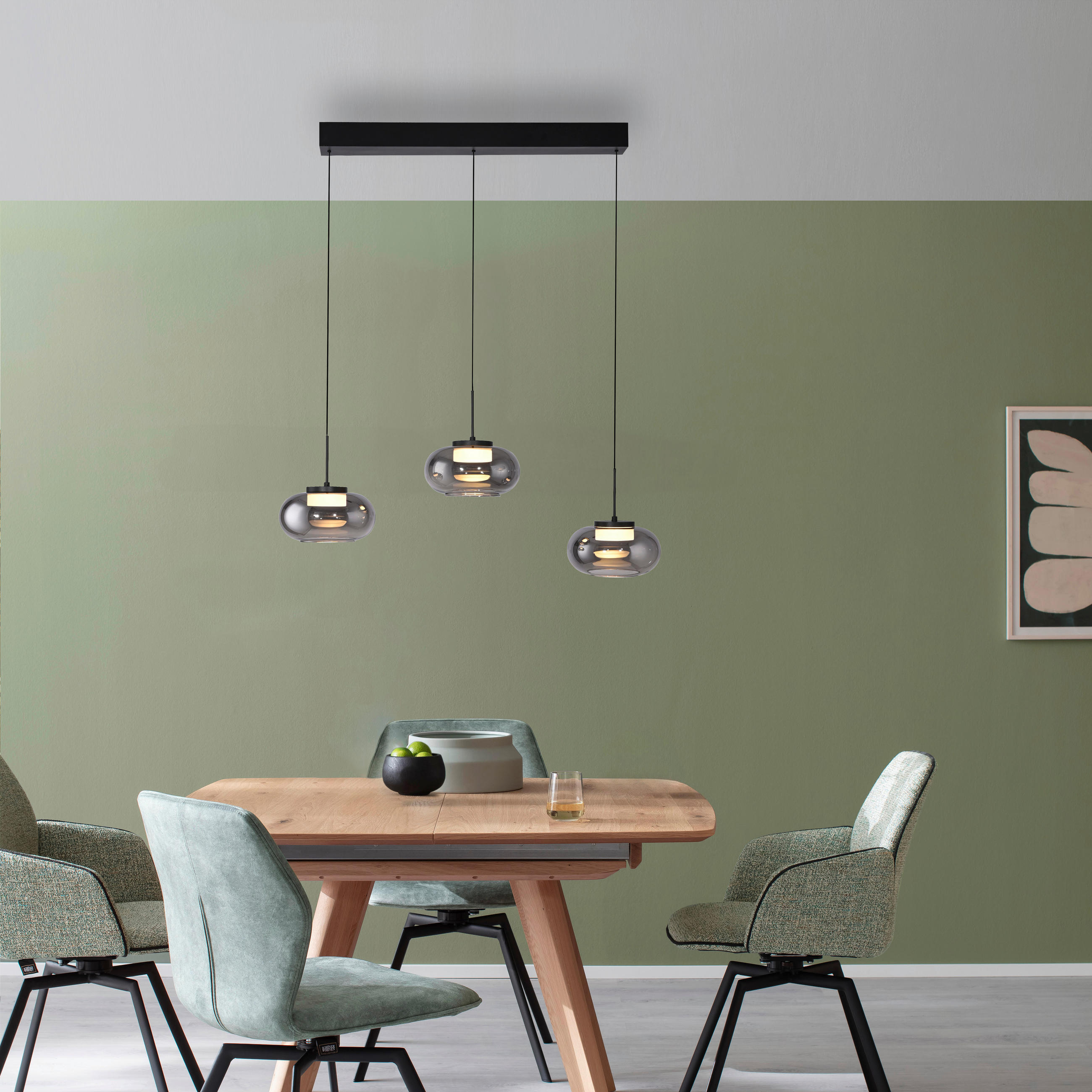 LED-PENDELLEUCHTE SW SIA 75/20/120 cm   - Schwarz, Design, Kunststoff/Metall (75/20/120cm) - Schöner Wohnen
