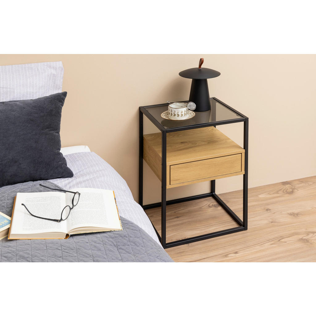 Thumbnail - Mid.you Nachtschrank Actona Randolf, Wildeiche, Holzwerkstoff, 1 Schubladen, 40x60x35 cm, Reach, Schlafzimmer, Nachttisc...