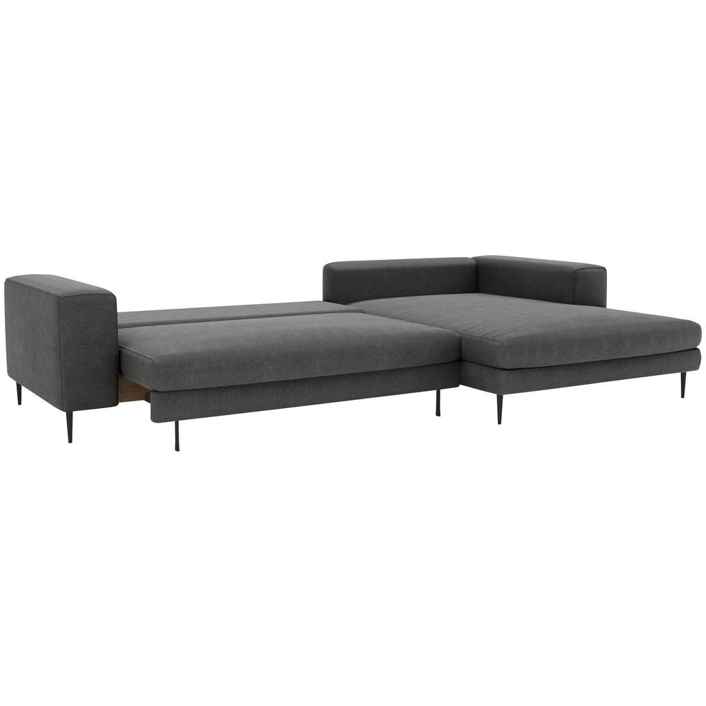 Thumbnail - Trendmanufaktur Eckschlafsofa Aurora, Dunkelgrau, Textil, 4-Sitzer, Füllung: Schaumstoff, Silikon, 295x170 cm, seitenver...