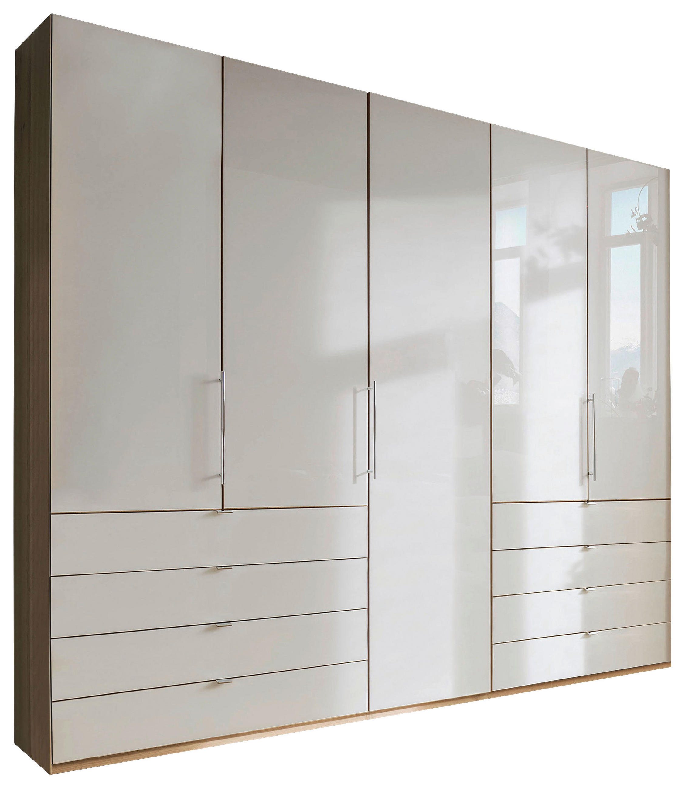 FALTTÜRENSCHRANK  in Eichefarben, Champagner  - Chromfarben/Champagner, KONVENTIONELL, Glas/Holzwerkstoff (250/236/58cm) - Venda