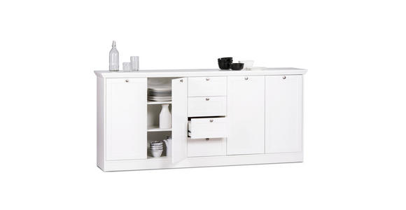 SIDEBOARD 200/90/40 cm in Weiß - Silberfarben/Weiß, LIFESTYLE, Holzwerkstoff/Metall (200/90/40cm) - Carryhome
