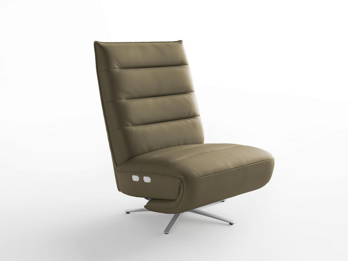 RELAXSESSEL Leder Olivgrün  - Silberfarben/Olivgrün, Basics, Leder/Metall (80/109/98cm) - Sit & More