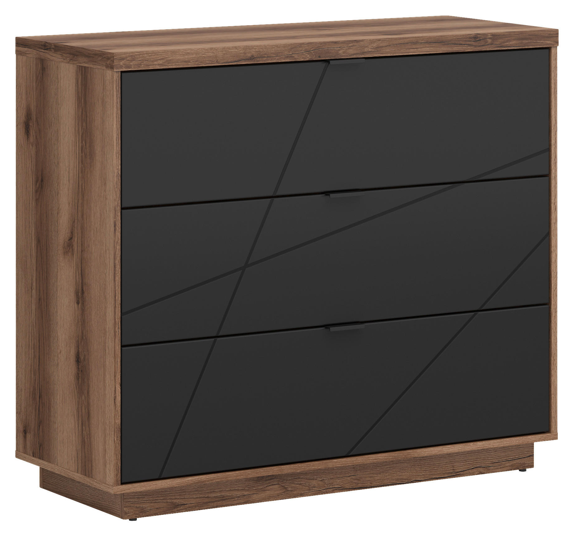 KOMMODE  in 106/93/42,5 cm  - Eichefarben/Schwarz, MODERN, Holzwerkstoff/Kunststoff (106/93/42,5cm) - MID.YOU