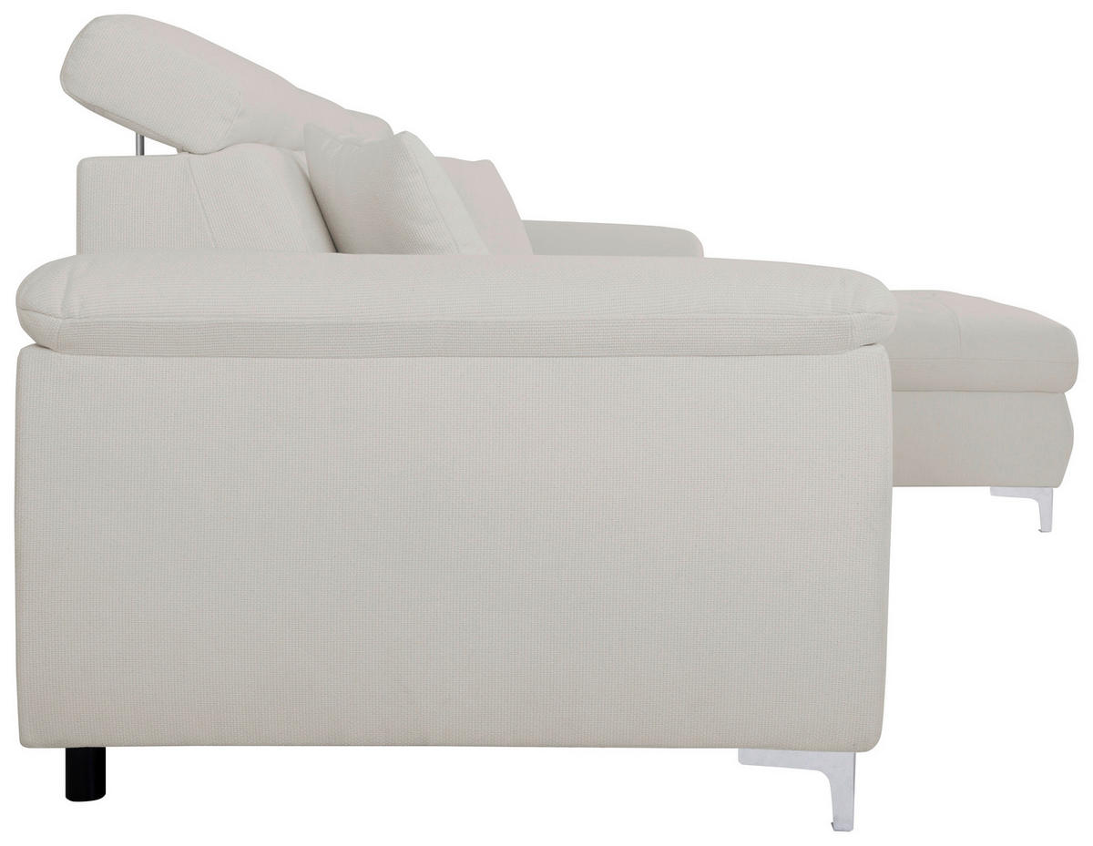 ECKSOFA in Flachgewebe Greige  - Chromfarben/Greige, Konventionell, Textil/Metall (268/175cm) - Carryhome