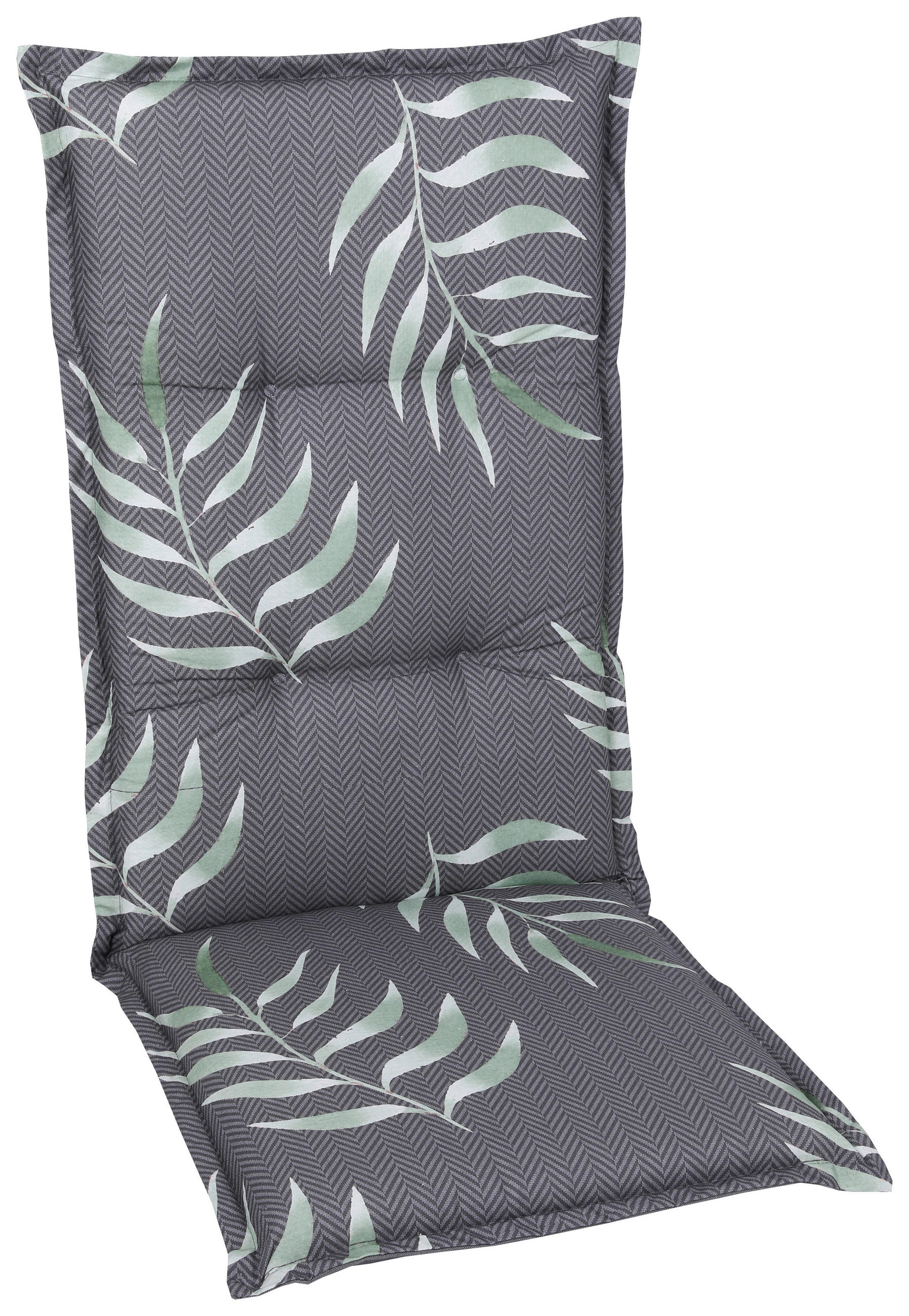SZÉKPÁRNA antracit, zöld levelek  - antracit/zöld, Basics, textil (50/120cm)
