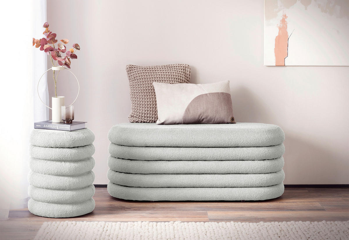 BETTBANK Bouclé Weiß  - Weiß, MODERN, Textil (108/42/45cm) - Livetastic