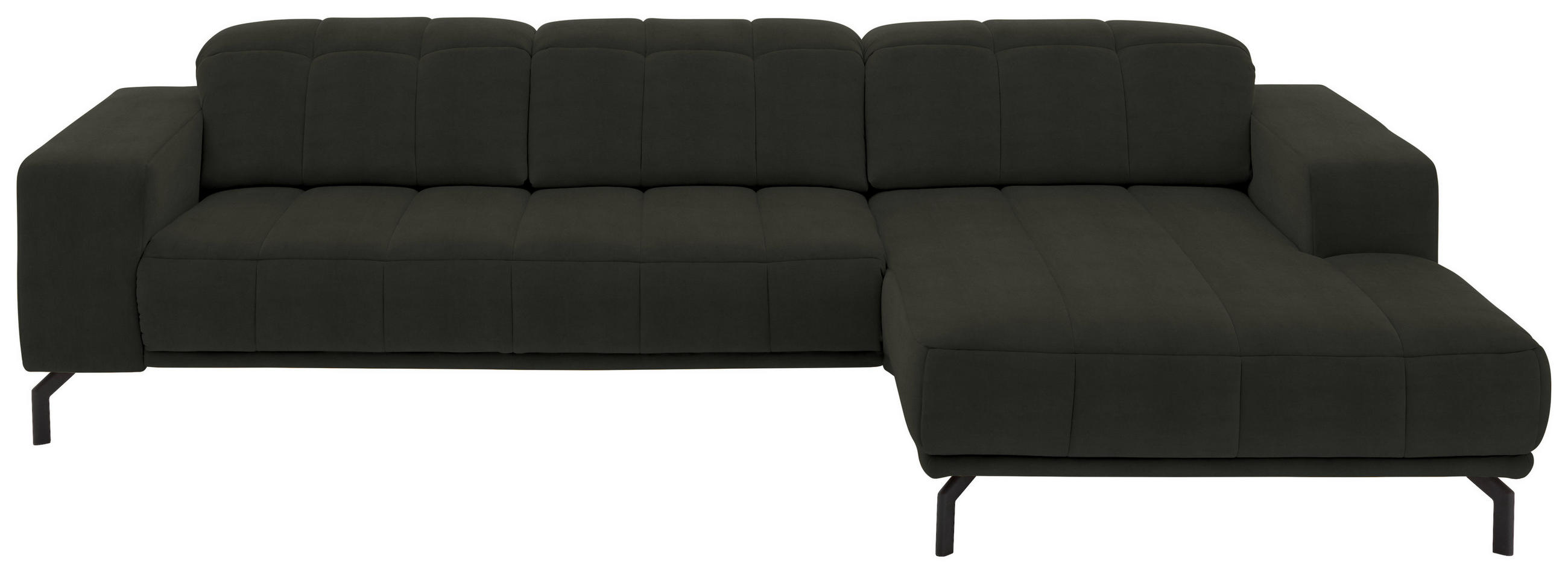 ECKSOFA in Velours Olivgrün  293/195 cm  - Schwarz/Olivgrün, Design, Textil/Metall (293/195cm) - Beldomo Style