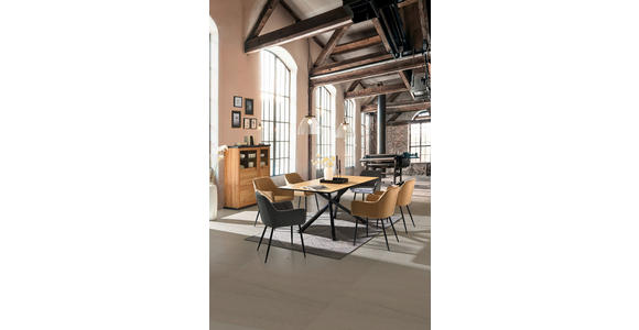 ESSTISCH rechteckig Eichefarben - Eichefarben/Schwarz, Design, Holzwerkstoff/Metall (180/90/75cm) - Carryhome