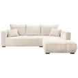 ECKSOFA in Cord Creme  322/208 cm  - Creme/Schwarz, MODERN, Holz/Textil (322/208cm) - Carryhome