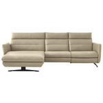 ECKSOFA  in Echtleder Ecru  169/298 cm  - Ecru/Schwarz, Design, Leder/Metall (169/298cm) - Dieter Knoll