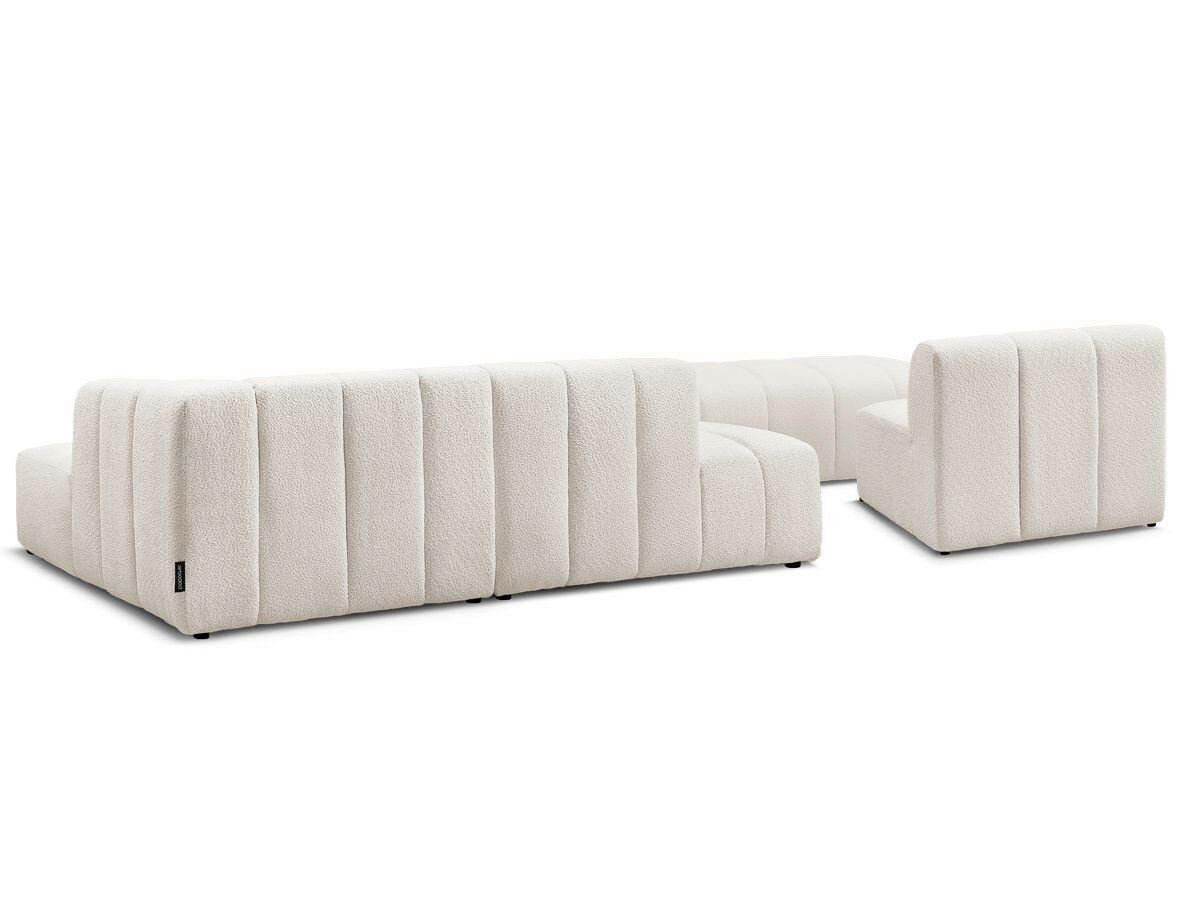 ECKSOFA Ottomane rechts  ANNECY Weiß Bouclé  - Schwarz/Weiß, MODERN, Kunststoff/Textil (262/170cm)