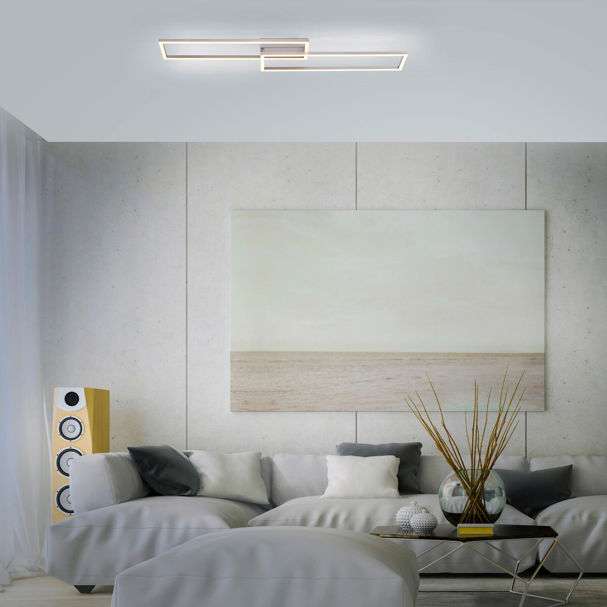 LED SVJETILJKA STROPNA  - boje oplemenjenog čelika, Design, metal/plastika (92,4/22/7cm)
