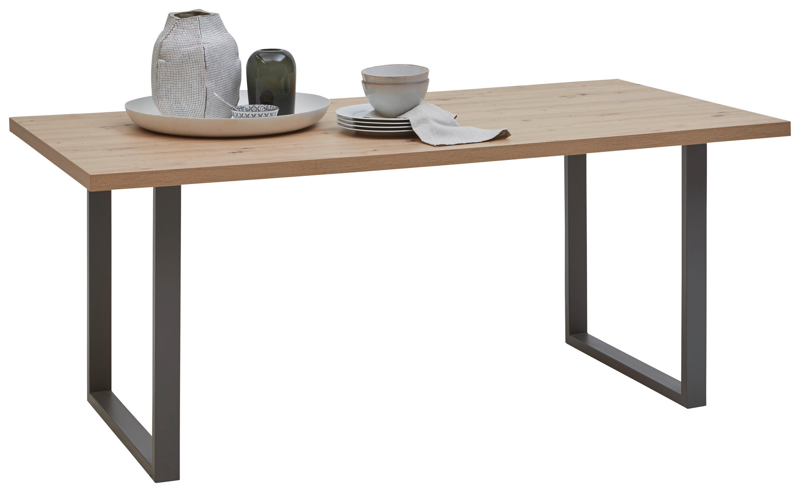 ESSTISCH 180/90/74 cm Nachbildung  Holzwerkstoff rechteckig Eiche Artisan  - Eiche Artisan/Grau, Design, Holzwerkstoff/Metall (180/90/74cm) - Hom`in